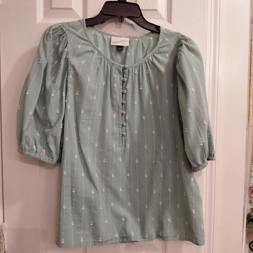 Universal Thread Sage Green Blouse with Button Detail